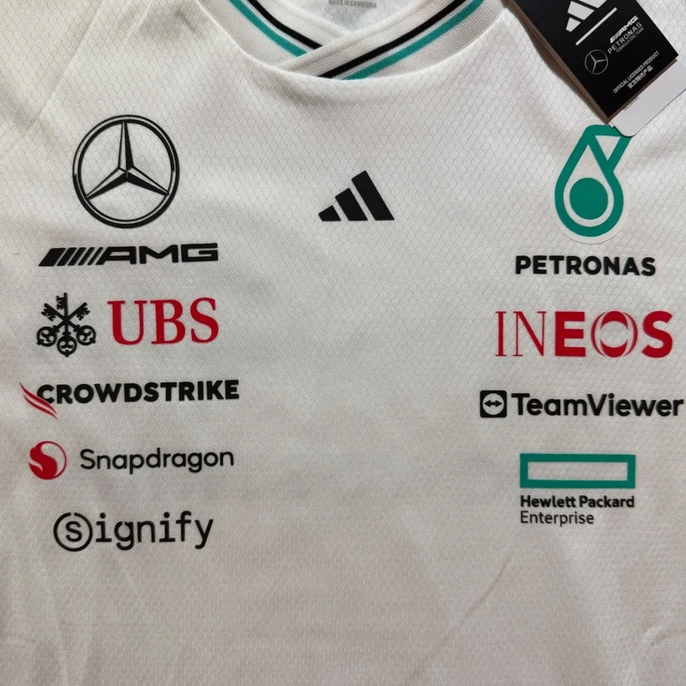 Adidas Mercedes-AMG Petronas F1 Team 2025 Official Kit Jersey White Men's Large